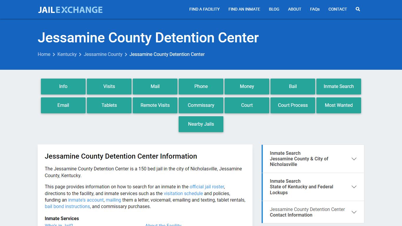 Jessamine County Detention Center, KY Inmate Search, Information